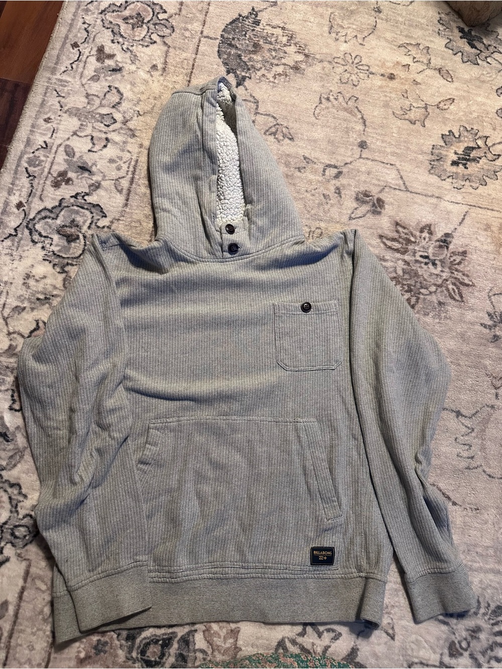 Billabong Light Gray Sherpa-Lined Hooded Sweater